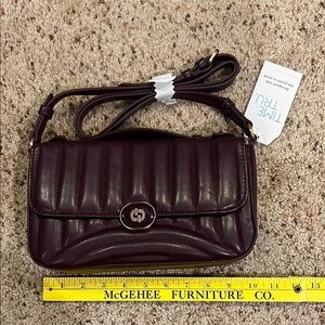 Time and Tru Brown Crossbody Bag with Quilted Design